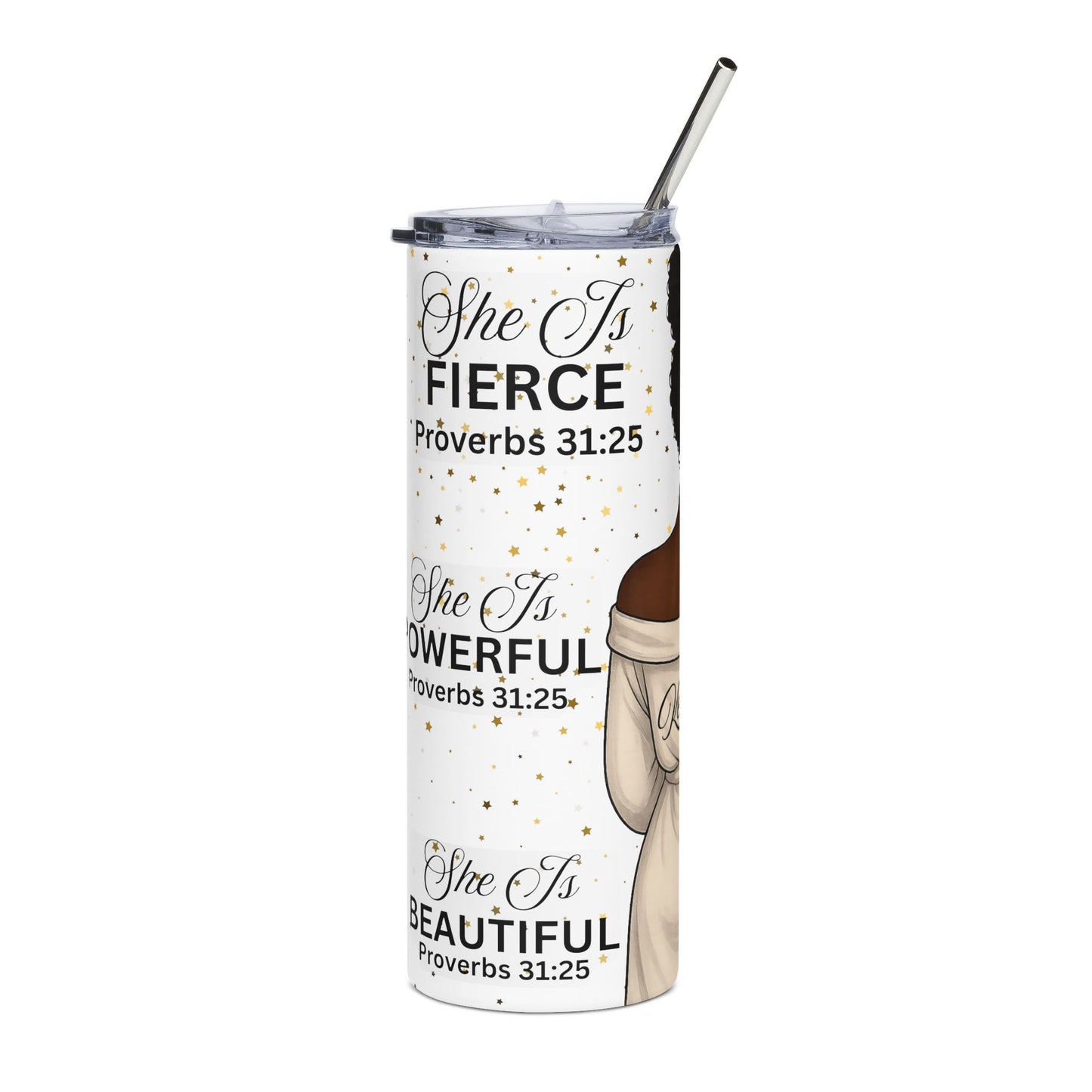 "She Is" Proverbs 31 Tumbler – Inspirational 20oz Skinny Tumbler for Women of Faith