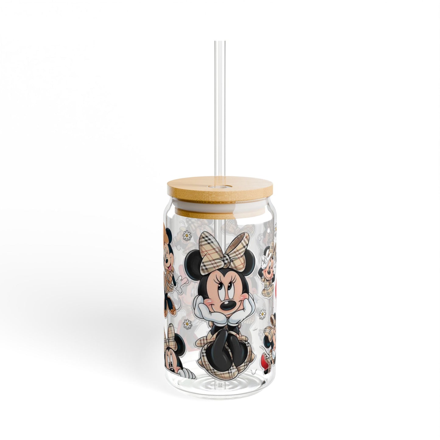“Minnie Mouse Plaid Chic Glass Cup”