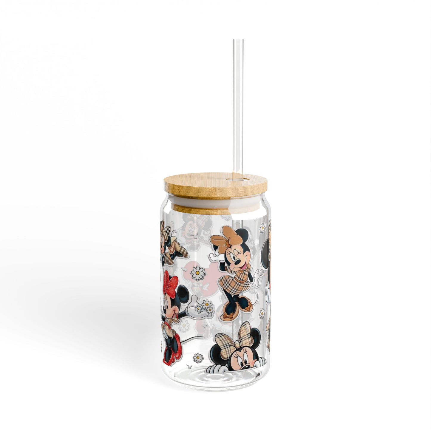 “Minnie Mouse Plaid Chic Glass Cup”