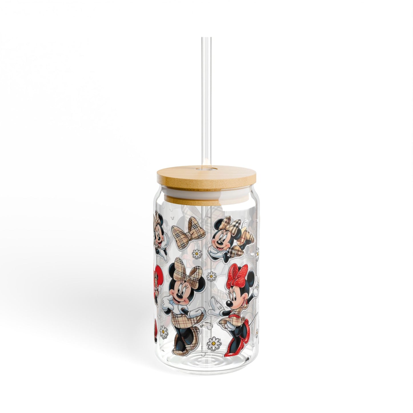 “Minnie Mouse Plaid Chic Glass Cup”