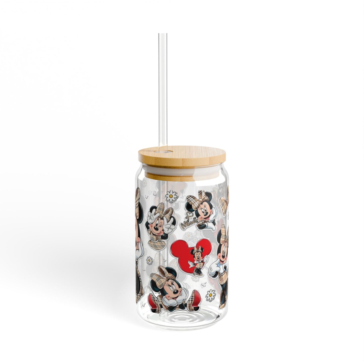 “Minnie Mouse Plaid Chic Glass Cup”